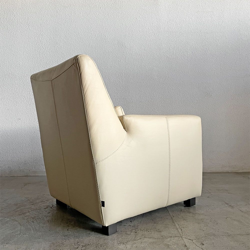 アクタス ACTUS チャプター CHAPTER SOFA 1シーターソファ 牛本革 フェザークッション オフホワイト系 参考価格￥86,000- 〓