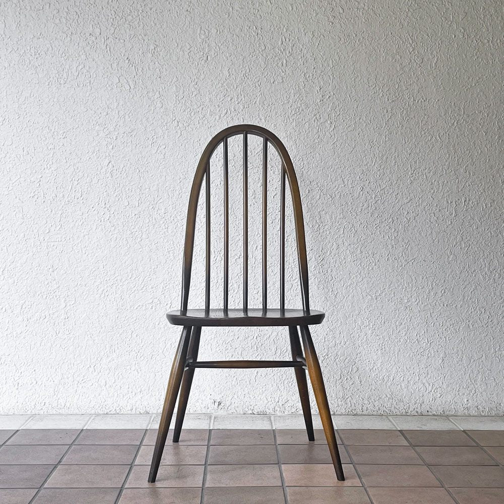 アーコール Ercol クエーカーチェア ダイニングチェア ハイバック オールドコロニアル ブラウン エルム材 × ビーチ材 UKビンテージ 英国家具 ◇