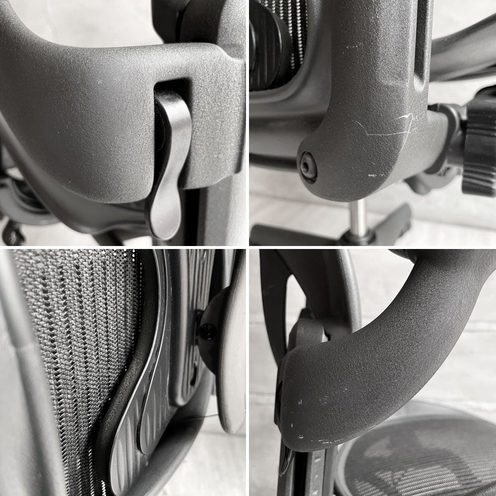 ハーマンミラー Herman Miller アーロンチェア Bサイズ ポスチャーフィット フル装備 クラシックカーボンメッシュ グラファイトベース ビル・スタンフ ＆ ドン・チャドウィック バナナクッション新品 ♪