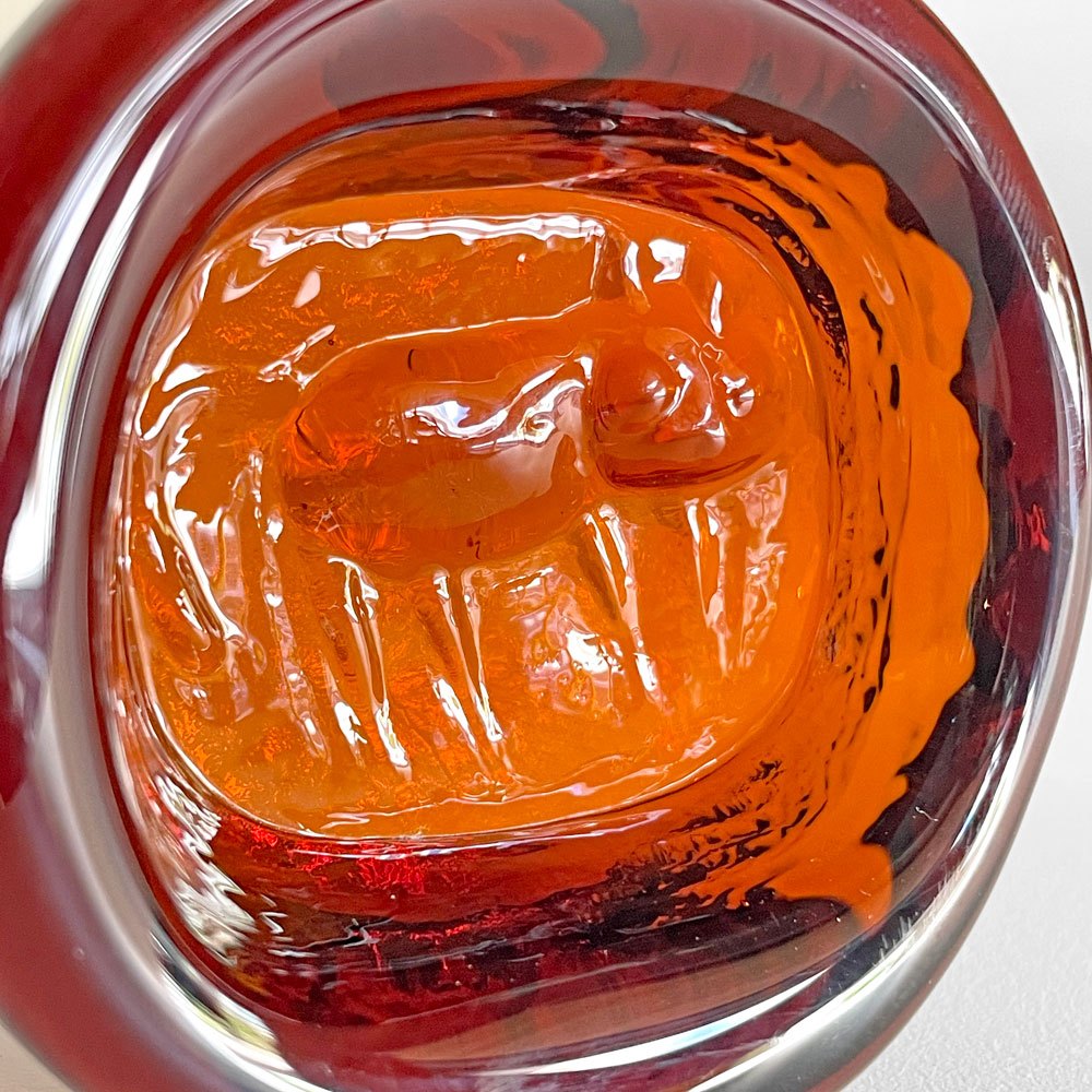 ボダ BODA アッシュトレイ 猫 アンバー ガラス Erik Höglund エリック・ホグラン ビンテージ スウェーデン 北欧雑貨 ■