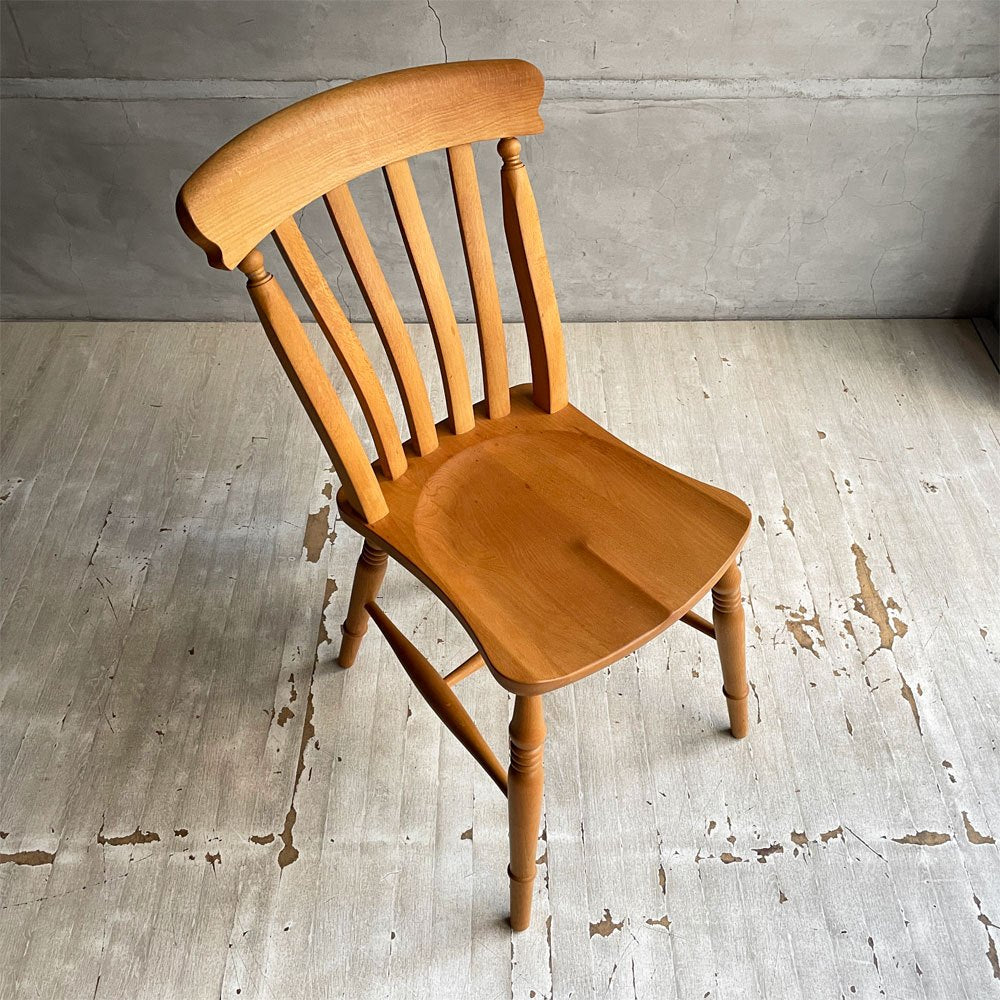ペニーワイズ THE PENNY WISE スラットバックチェア ダイニングチェア ブナ無垢材 ナチュラル 英国カントリースタイル 定価￥49,500- B ♪