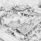 フランク・ロイド・ライト FRANK LLOYD WRIGHT 自由学園 明日館 モノクロポスター オーク材フレーム付き ●