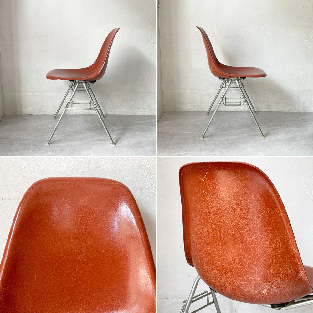 ハーマンミラー Herman Miller サイドシェルチェア セカンド 2nd FRP テラコッタ スタッキングベース イームズ ビンテージ A ★