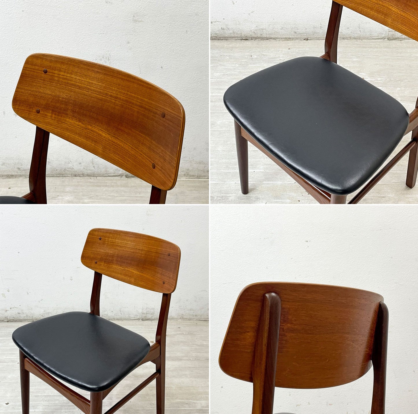 ファーストラップ FARSTRUP Model 208A ダイニングチェア チーク×アフロモシア材 レザー デンマーク ビンテージ 北欧家具 B ●