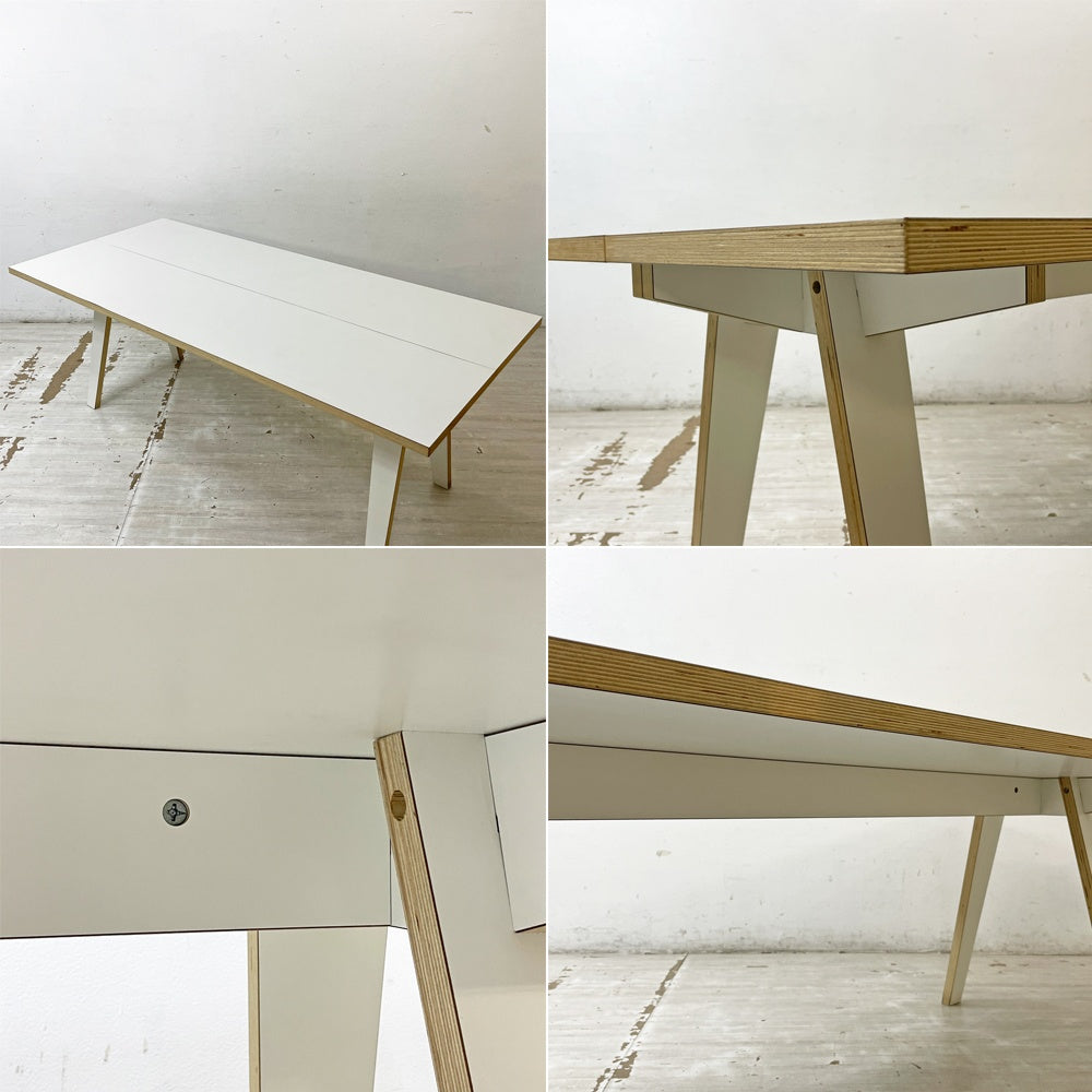 トーヨー Tojo シュテック Steck ダイニングテーブル プライウッド メラミン化粧板 W200cm ミッドセンチュリーデザイン ドイツ ●