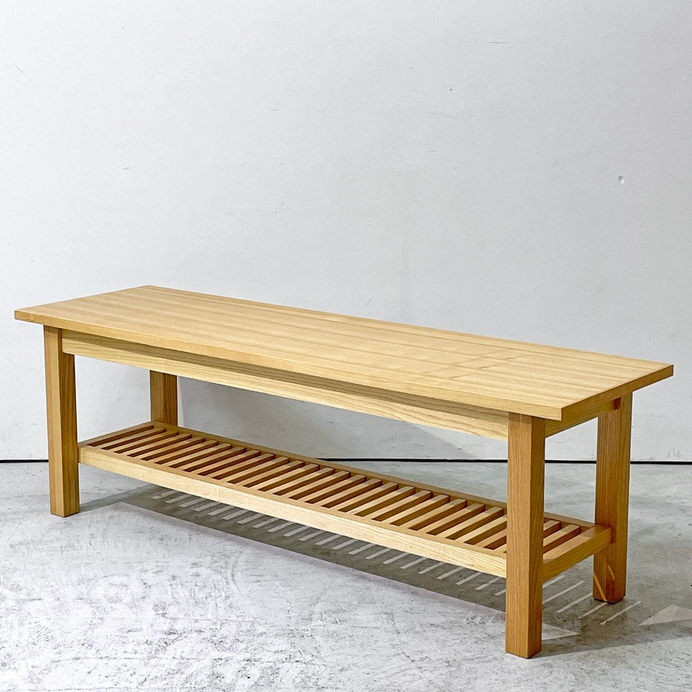 アクタス ACTUS ポトス POTHOS ダイニングベンチ ベンチチェア アッシュ材 リビングテーブル W120cm マガジンラック付き ナチュラルモダン ●
