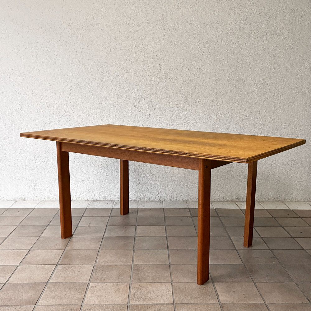 ジャパンビンテージ Japan Vintage チーク材 ワークテーブル ダイニングテーブル W150cm プライウッド クラフト 木味 古家具 ◇