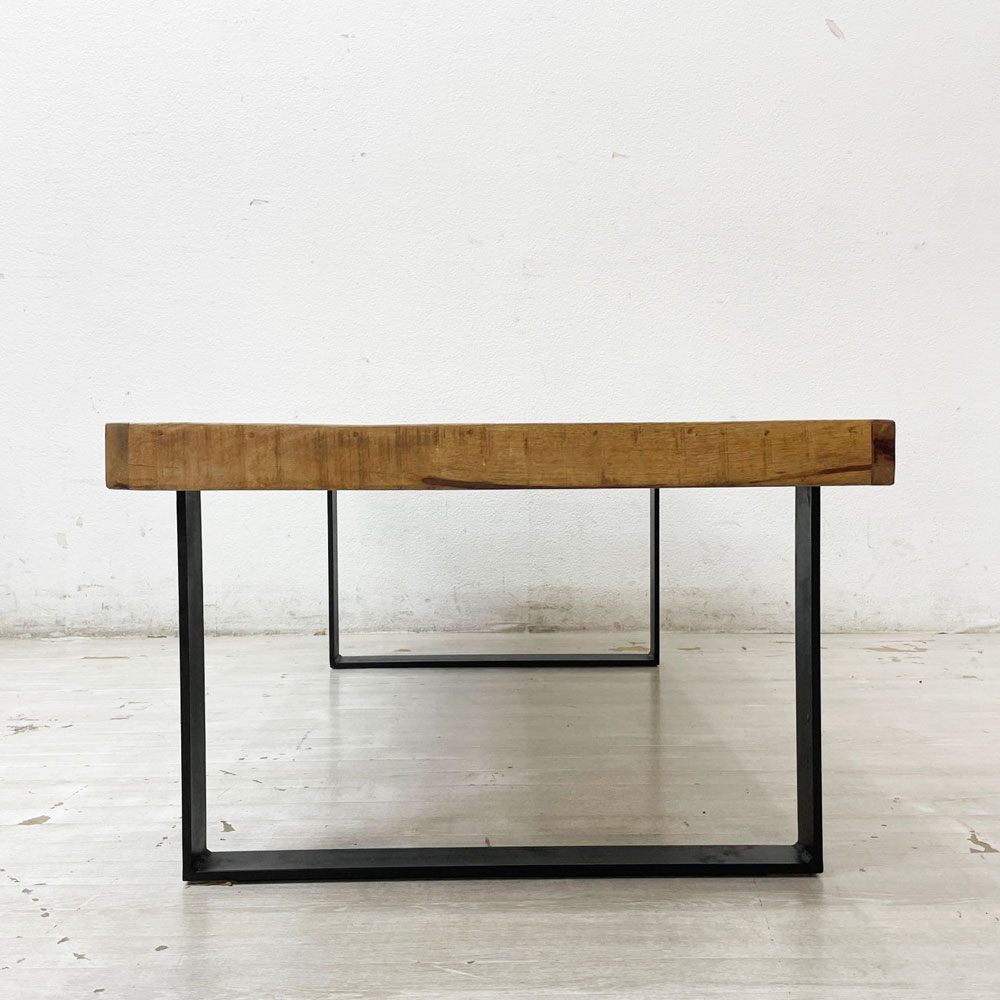 インダストリアルデザイン Industrial Design リビングテーブル ローテーブル 古材 スチール W110.5cm ビンテージスタイル 工業系 ●