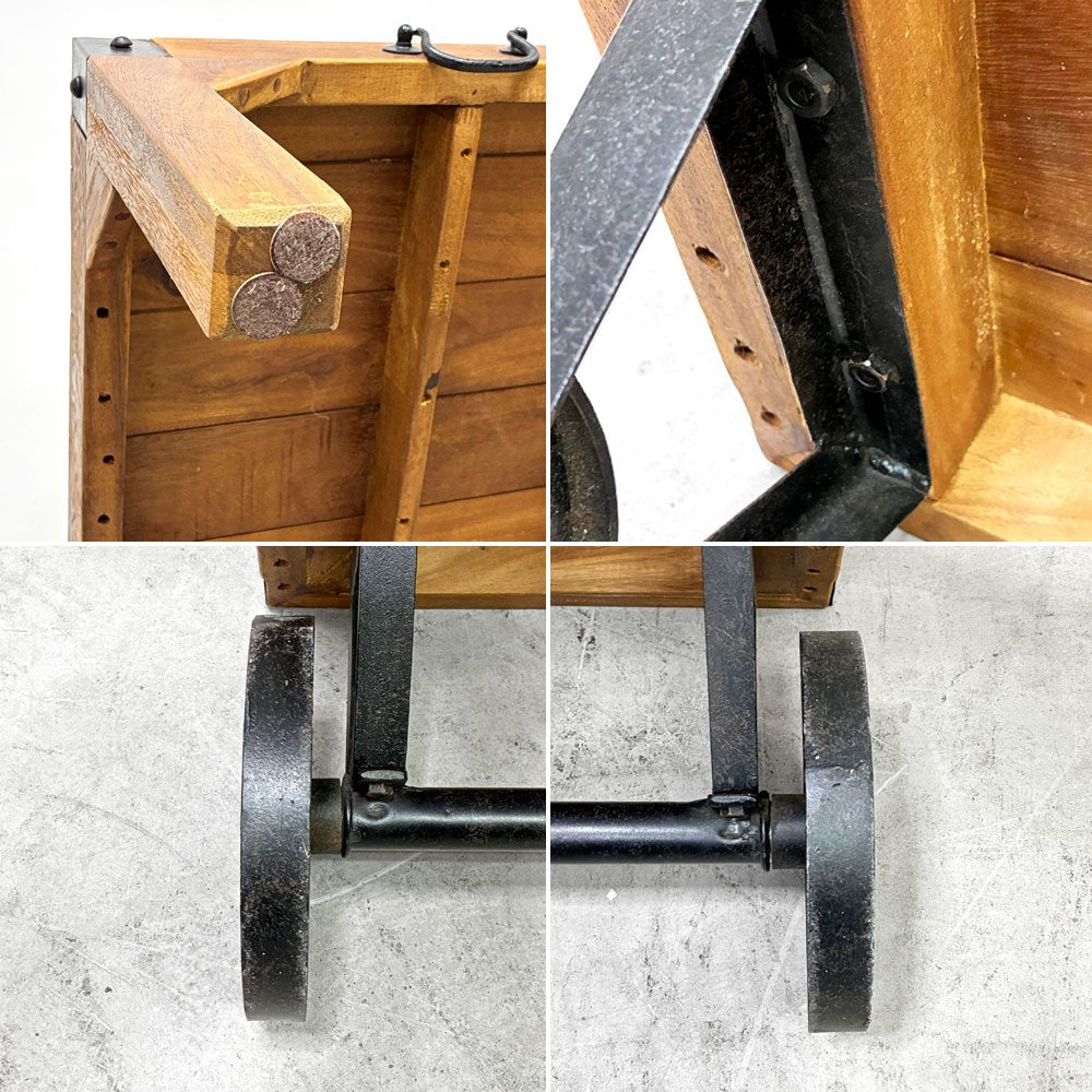 東谷 AZUMAYA トロリーテーブル Trolley Table Sサイズ コーヒーテーブル アイアン ブラウン インダストリアルデザイン ●