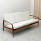 宮崎椅子製作所 ペーパーナイフソファ Paper Knife Sofa 3P 3人掛け ウォールナット材 ホワイト系 ファブリック カイ・クリスチャンセン ●