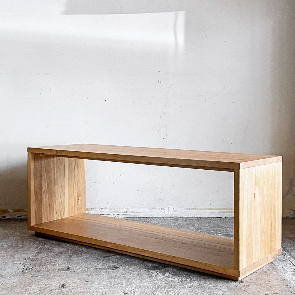 無印良品 MUJI オーク無垢材 ダイニングベンチ 板座 AVボード ローボード W120cm ナチュラル ■
