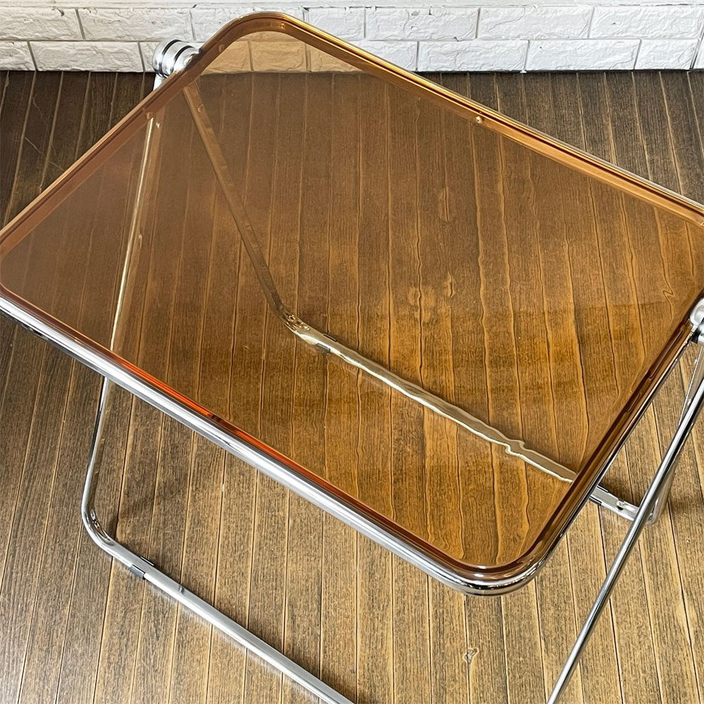 モダンデザイン modern design フォールディングテーブル サイドテーブル アクリル クリアブラウン W70 ◎