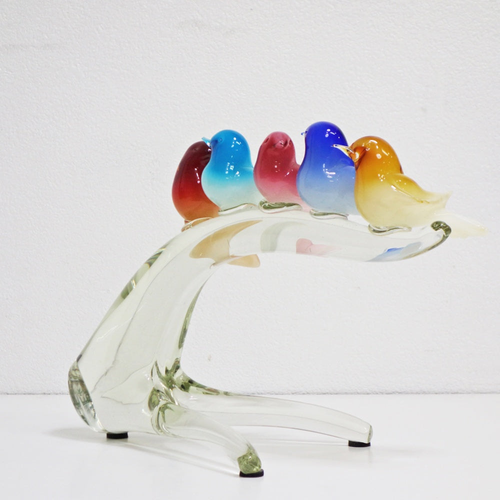 ムラーノガラス Murano 木にとまる鳥 オブジェ 置物 マエストロ ソリッドワーク ホットワーク ガラス工芸 ベネチアングラス イタリア ●