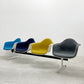 ハーマンミラー Herman Miller ビンテージ エアポートベンチ タンデムシート 4連 アームシェル 2nd ファブリック 新品張替え済 イームズ 希少 B 〓