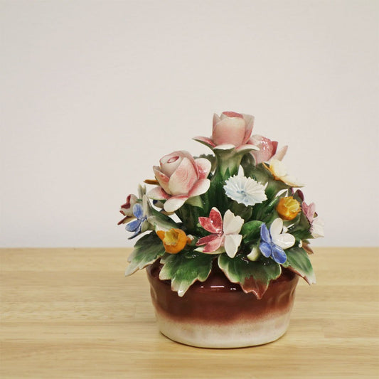 カポディモンテ CAPODIMONTE 陶花 フラワー オブジェ H11.3cm イタリア A ◎