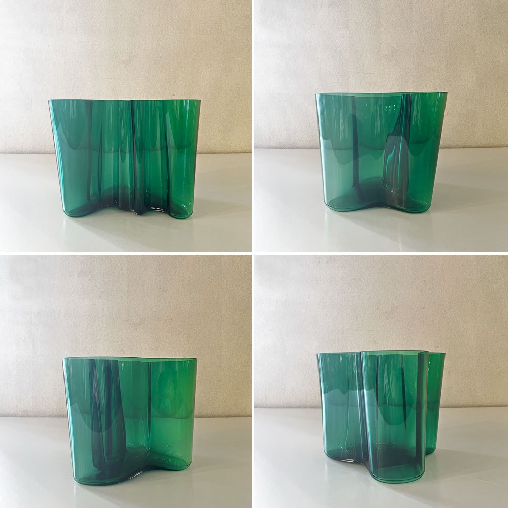 イッタラ iittala アルヴァ・アアルトコレクション Alvar Aalto Collection ベース 160mm エメラルド 箱付 フィンランド 北欧雑貨 廃番カラー ◎