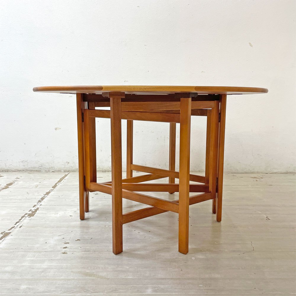 ジェンティーク Jentique ゲートレッグ テーブル gate leg table チーク材 クロスレッグ バタフライテーブル  UKビンテージ ●