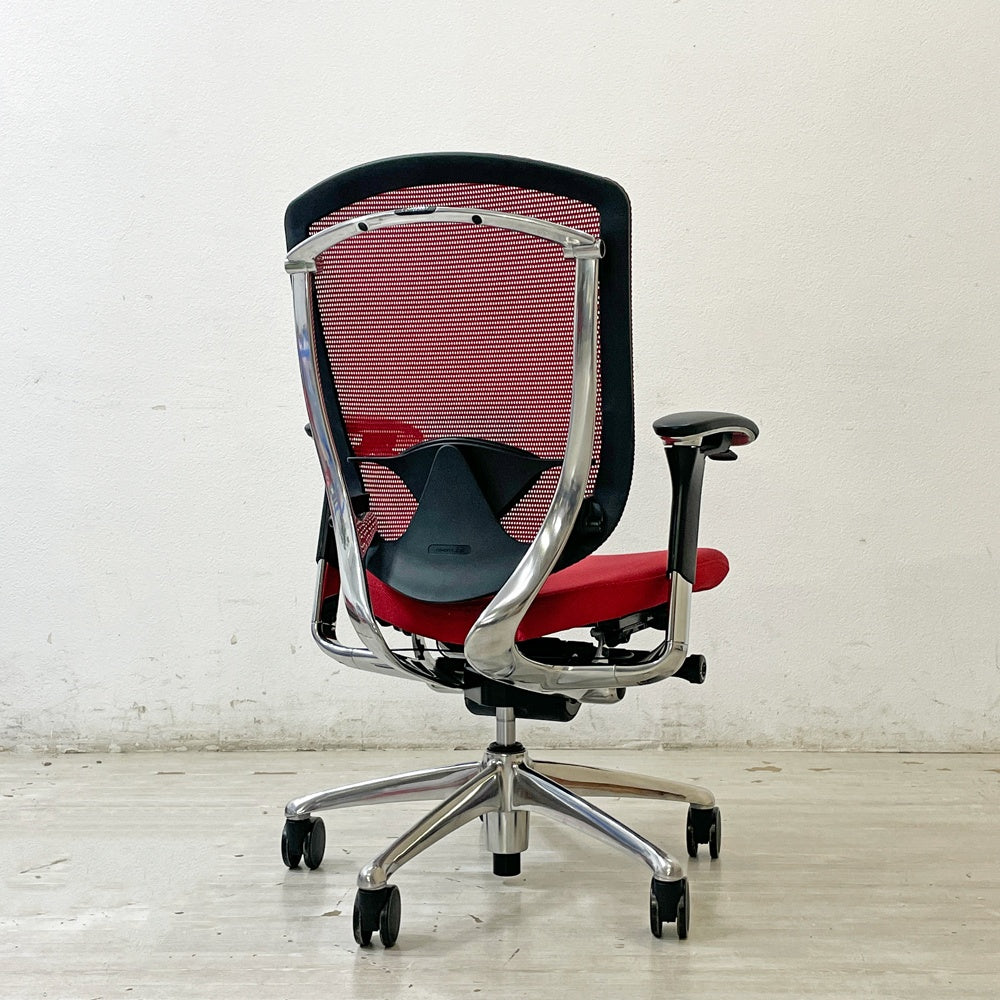 オカムラ okamura コンテッサ Contessa オフィスチェア スタンダードタイプ ランバーサポート付 CM32AB FBF9 可動肘 メッシュ レッド ●