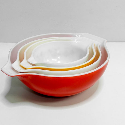 オールドパイレックス OLD PYREX フレンドシップ シンデレラ ミキシングボウル レッド イエロー 4個セット ●