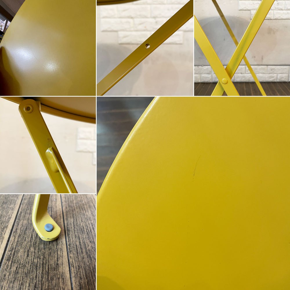 フェルモブ Fermob ビストロ BISTRO ラウンドテーブル ROUND TABLE 60 フォールディング ガーデンテーブル イエロー系 Φ60cm 折りたたみ フランス 定価￥48,400- ◎
