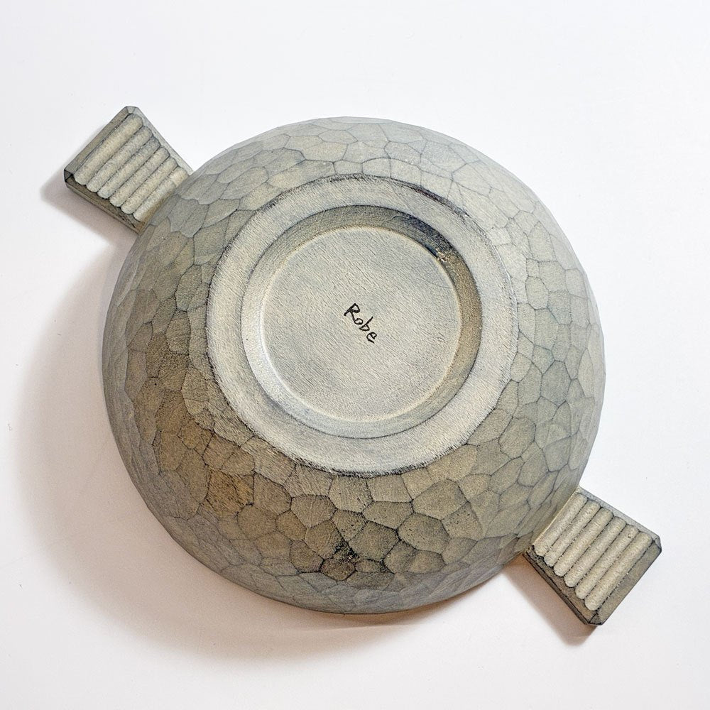 湯浅ロベルト淳 スープボウル 白 ハンドル付 13×18.5㎝ 木工作家 現代作家 定価¥19,800- ★