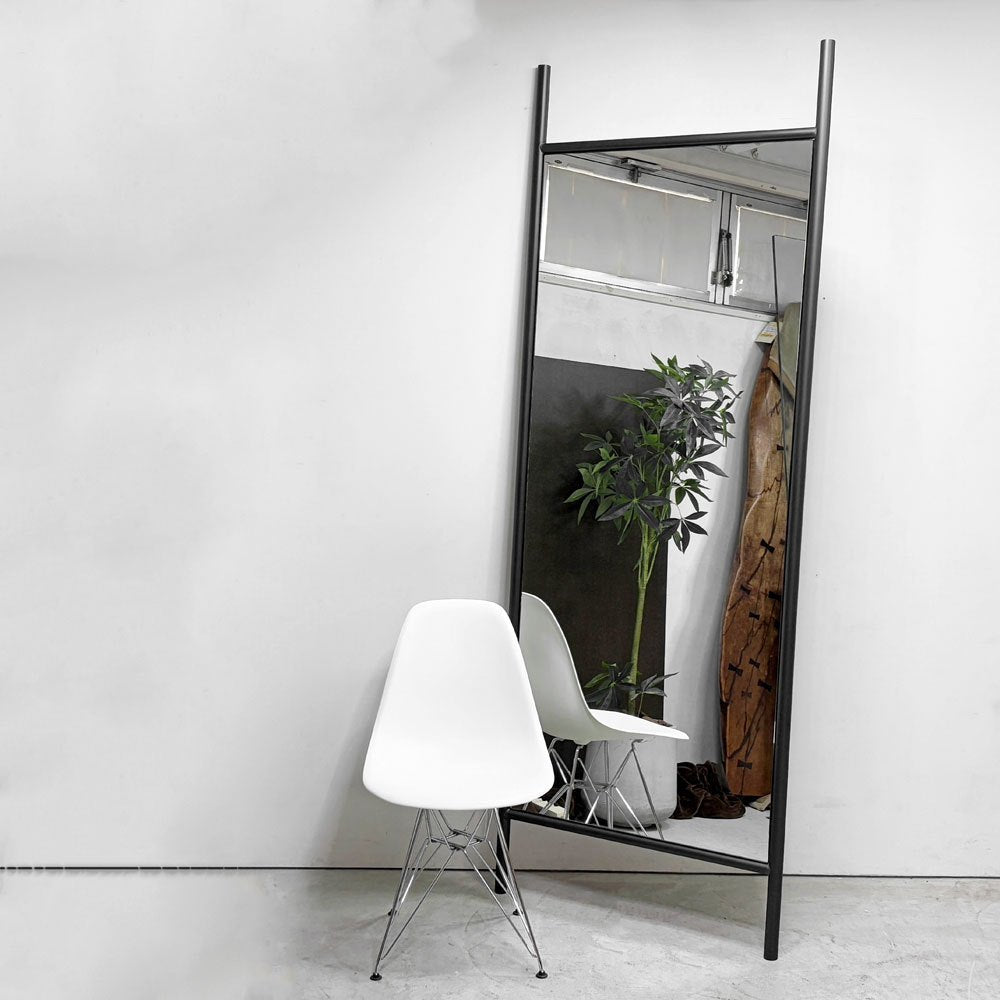 モダンデザイン Modern design  スチールフレーム 大型ミラー 立て掛けタイプ スタンドミラー 姿見 鏡 H220cm 店舗什器 ●