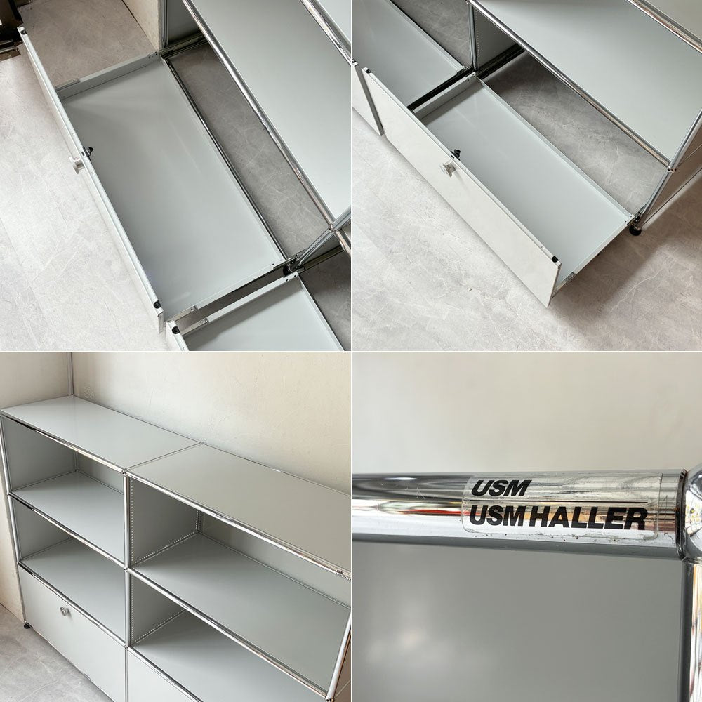 ユーエスエムハラー USMハラー USM Haller モジュラーファニチャー キャビネット シェルフ 2列3段 ホワイト エクステンションドロワー スイス  ★