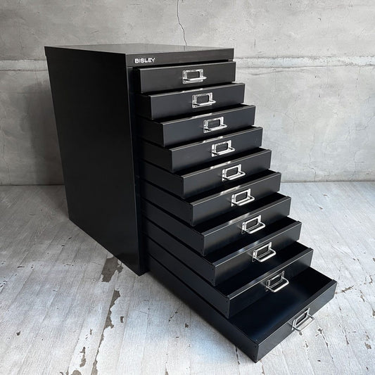 ビスレー BISLEY ベーシック BASICシリーズ BA3/10 A3 キャビネット デスクワゴン 抽斗10杯 ブラック オフィス家具 英国 ♪