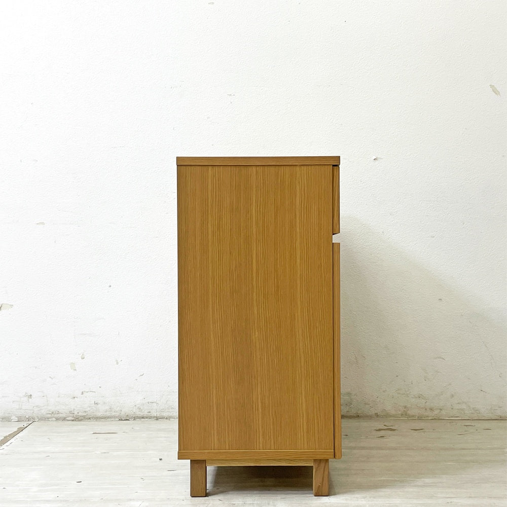 無印良品 MUJI オーク材 キャビネット W80cm 木製扉 木製収納 ナチュラル シンプルモダン ●