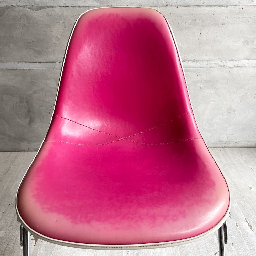 ハーマンミラー Herman Miller サイドシェルチェア サード 3rd ビンテージ PVCレザー FRP製 スタッキングベース イームズ B ♪
