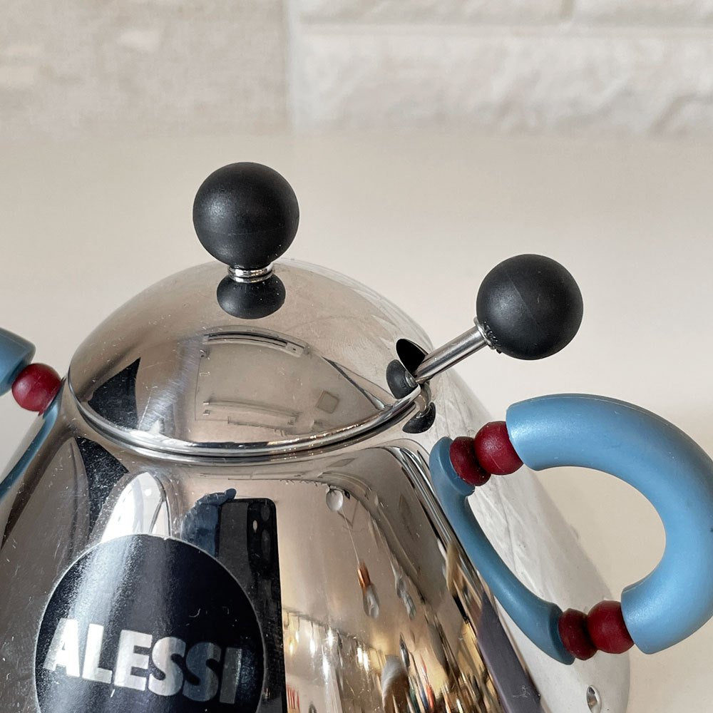 アレッシィ ALESSI 9097 シュガーボウル＆スプーン マイケル・グレイブス Michael Graves ステンレススチール プラスチック W13cm イタリア ◎