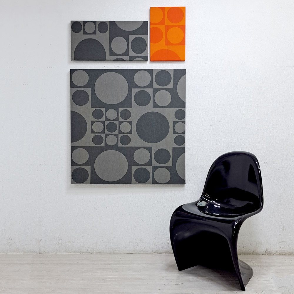 イノベーション INNOVATION ジオメトリ GEOMETRI 28×41cm ファブリック パネル ヴェルナー・パントン Verner Panton オレンジ 木枠 ウォール インテリア ●
