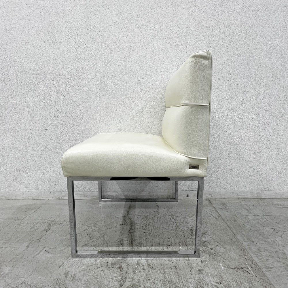 フェンディ・カーサ FENDI CASA エー・ビー・デュアメル AB Duhamel ダイニングチェア 本牛革 オフホワイト 参考価格 約45万～65万の品 D 〓