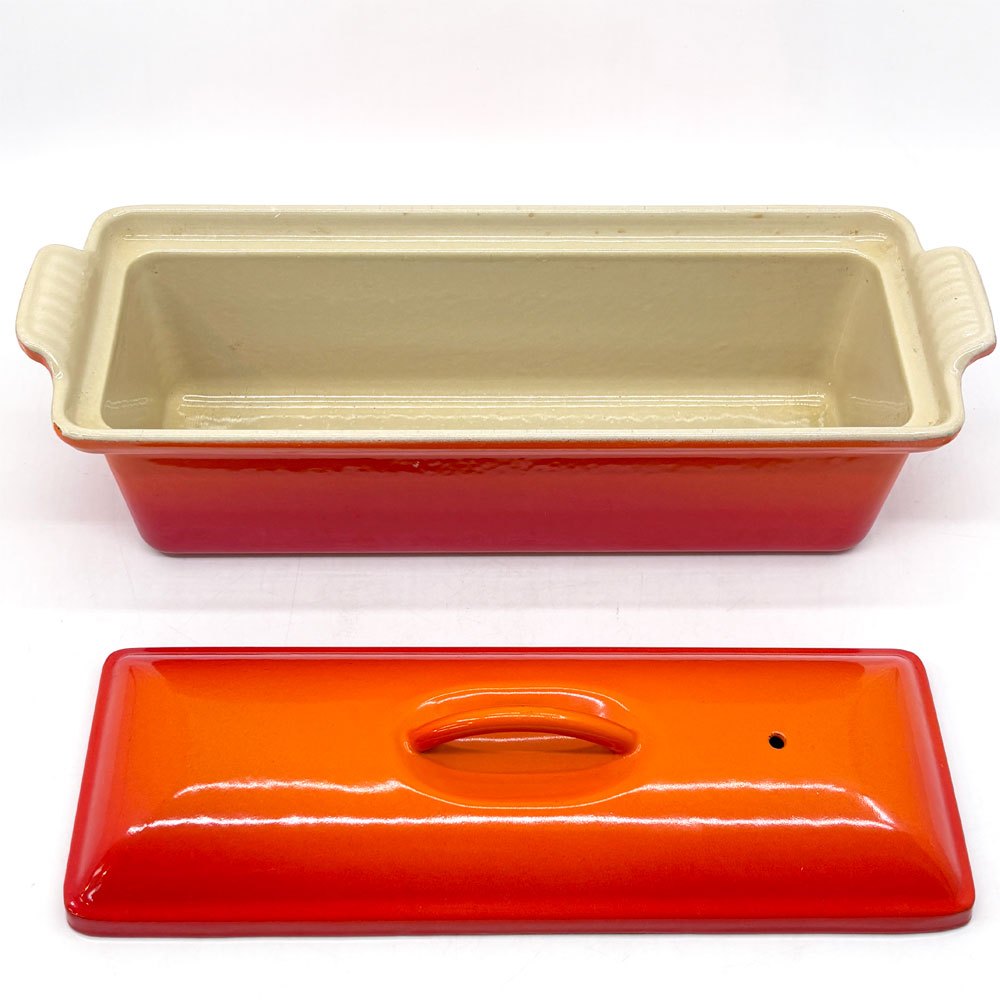ルクルーゼ LE CREUSET テリーヌ・レクタ 長方形 ストーンウェア 28cm オレンジ フランス ●