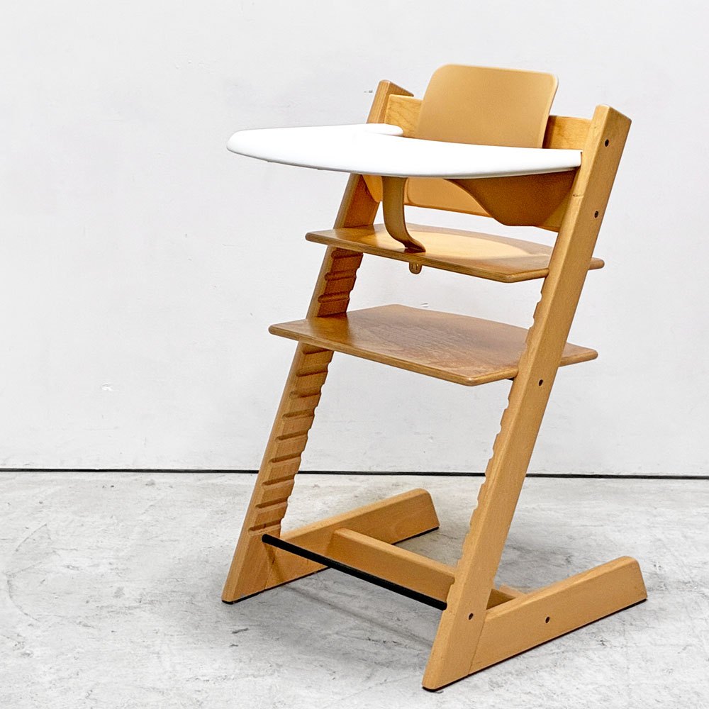 ストッケ STOKKE トリップトラップ TRIPP TRAPP ベビーチェア キッズチェア S/N4 ハーネス＆トレイ＆プラスチック背もたれ＆ガード付 ノルウェー 北欧家具 ●