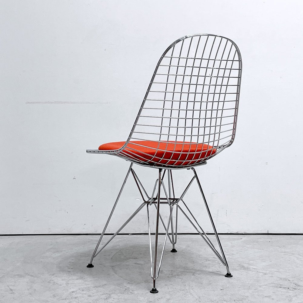 ヴィトラ vitra ワイヤーチェア Eames Wire Chair DKR5 エッフェルベース シートパッド付 レッドカラー C&R イームズ ミッドセンチュリー ●