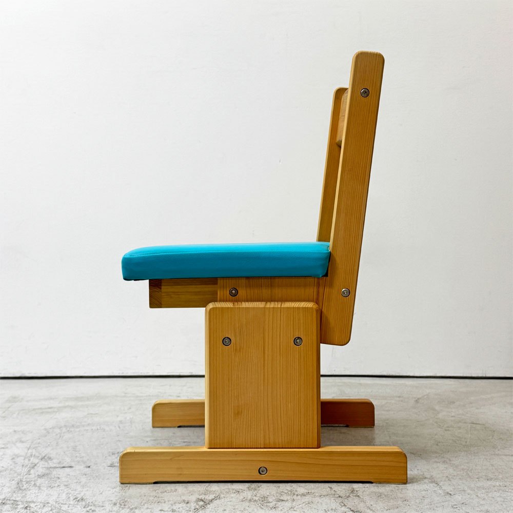 キシル XYL 2本脚 チェア pop 学習椅子 国産檜無垢材 PVCレザー そら 座面高さ調節 替え板座付 ナチュラル シンプル ●