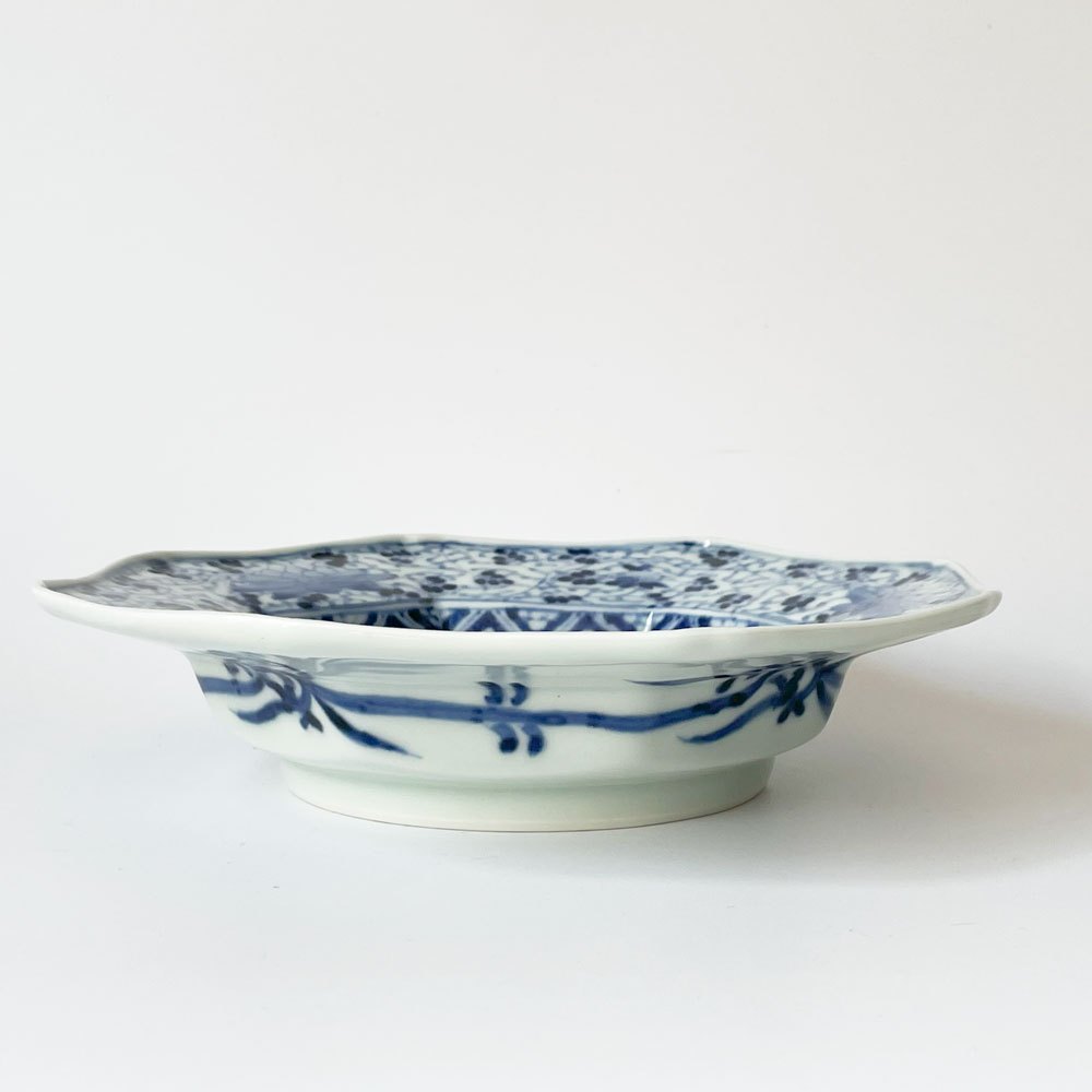 岩永浩 花唐草文 八角七寸皿 和皿 盛り皿 現代作家 展示品相当 有田 ★
