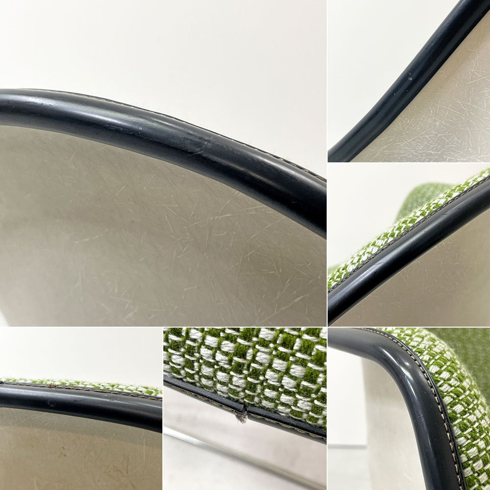 ハーマンミラー Herman Miller アームシェルチェア セカンド 2nd アプホルスター ファブリック グリーン系 キャッツクレイドル イームズ 新品張替済 C&R イームズ ミッドセンチュリー ●