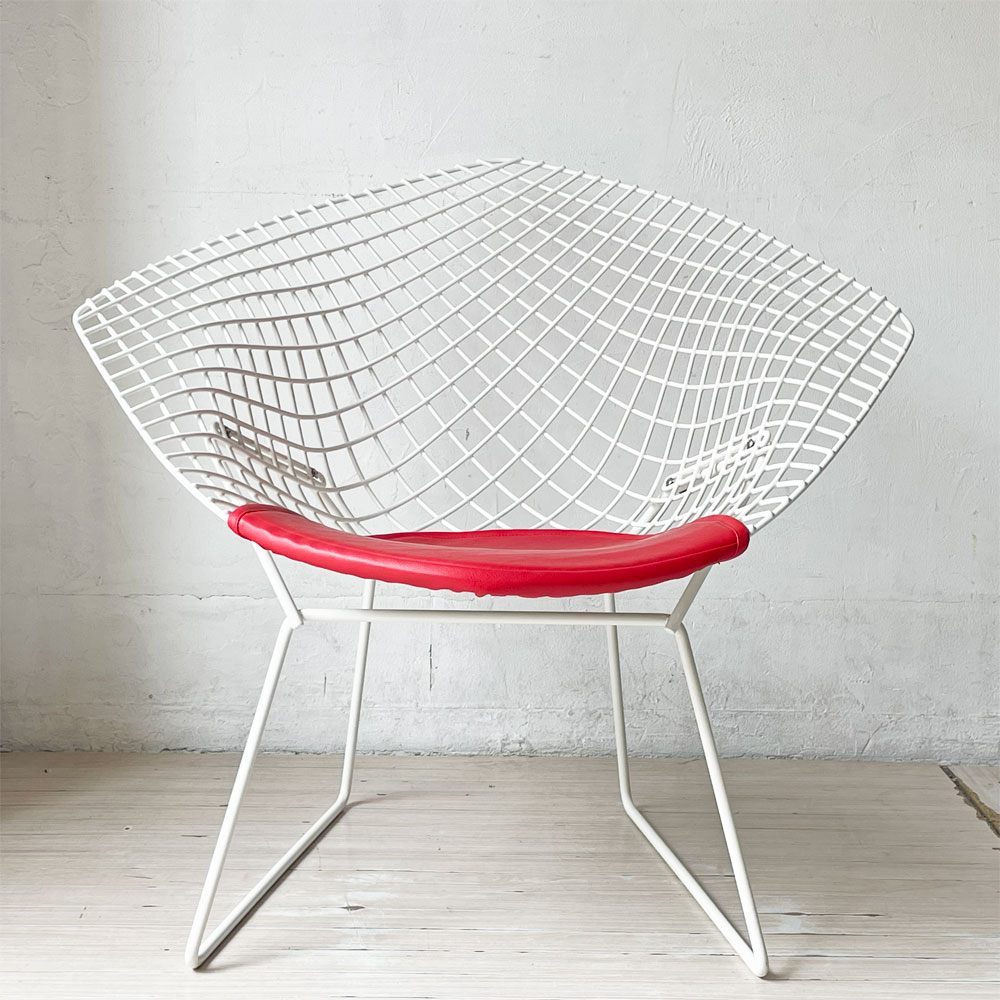 ノル Knoll ダイヤモンドチェア Diamond Chair ハリー・ベルトイア Harry Bertoia ホワイトフレーム シートパッド付 定価￥382,800- ★