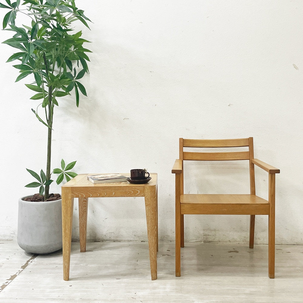 無印良品 MUJI タモ材 ラウンジチェア アームチェア 板座 ナチュラルスタイル 廃番 ●