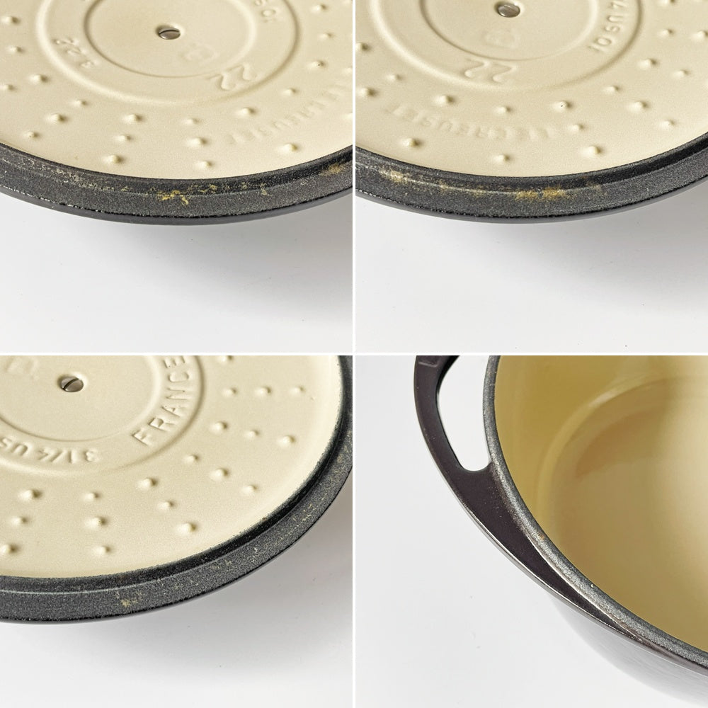 ルクルーゼ LE CREUSET ココットロンド センセーション 両手鍋 チョコレート 22cm 鋳物 フランス 箱付き ★