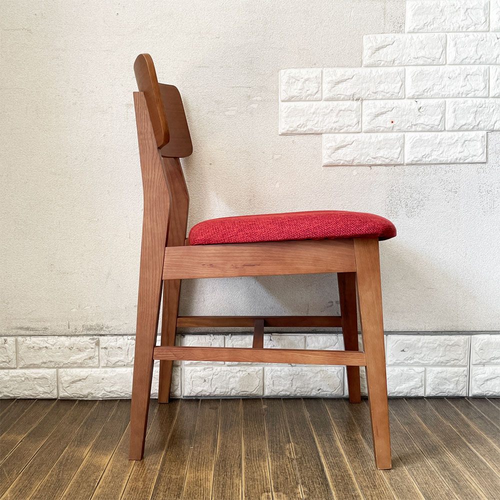 フランフラン Francfranc コムンチェア COMUN CHAIR ダイニングチェア アッシュ材 レッド ファブリックシート 北欧スタイル 廃番 ◎
