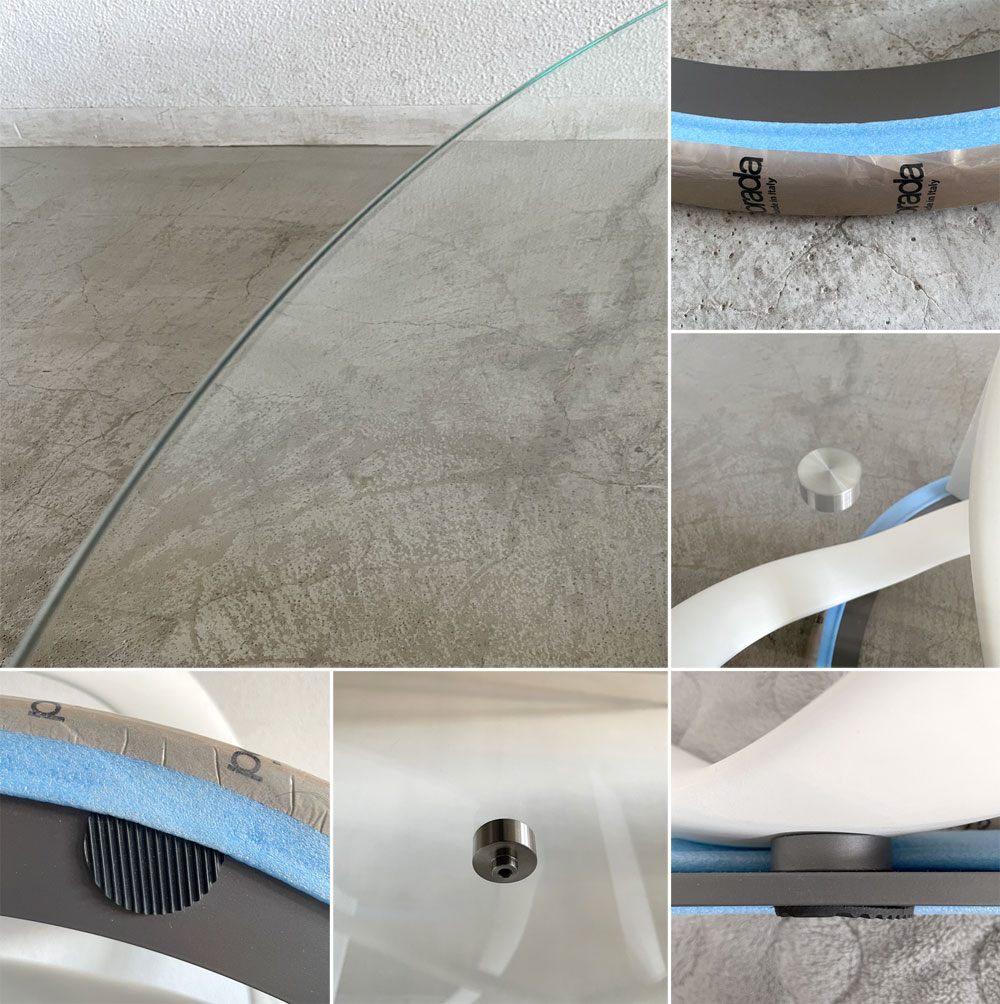 ポラダ porada インフィニティ― INFINITY リビングテーブル Φ120cm ガラス 丸天板 コーヒーテーブル ローテーブル 未使用 美品 ￥649,000～の品 イタリアモダン デザイナーズ家具 〓