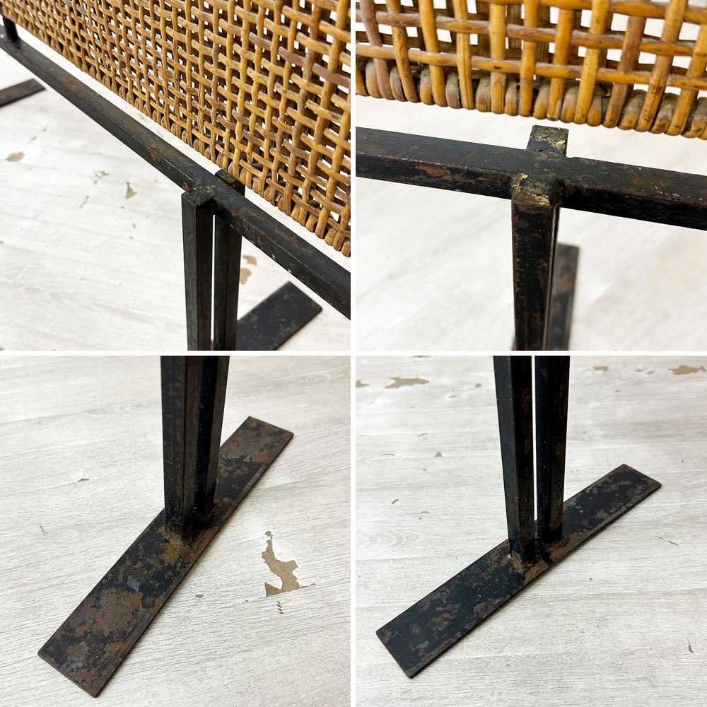 ジャパンビンテージ Japan Vintage アイアン × ラタン パーテーション 衝立 間仕切り H129cm ジャパニーズモダンデザイン A ●