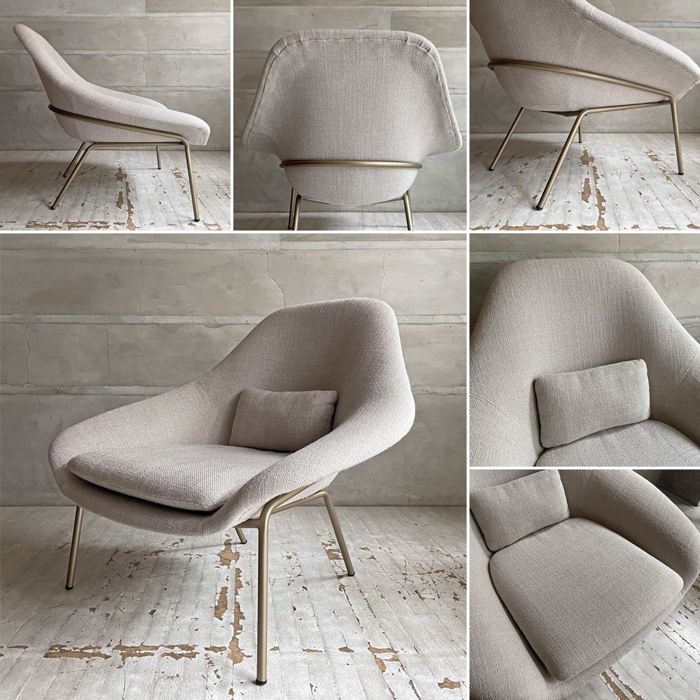 ウエストエルム West Elm ロワン ROWAN ラウンジチェア イージーチェア＆オットマン ベージュ系 ファブリック モダンデザイン ♪