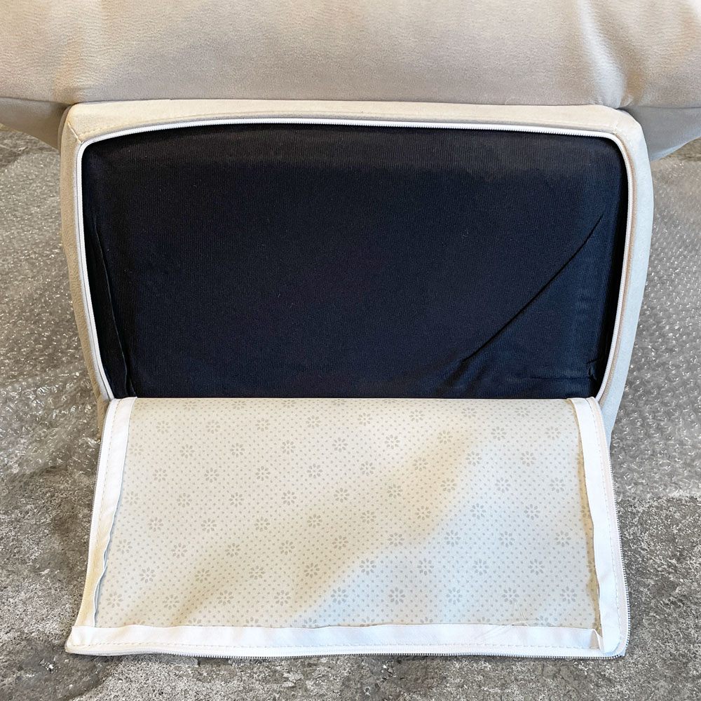 リラックスフォーム RELAX FORM アルフレード ALFREDO ソファ 背クッション 置き型クッション ベージュ系 レザーテックス 関家具 ハイタイプ H52cm 展示品 ■