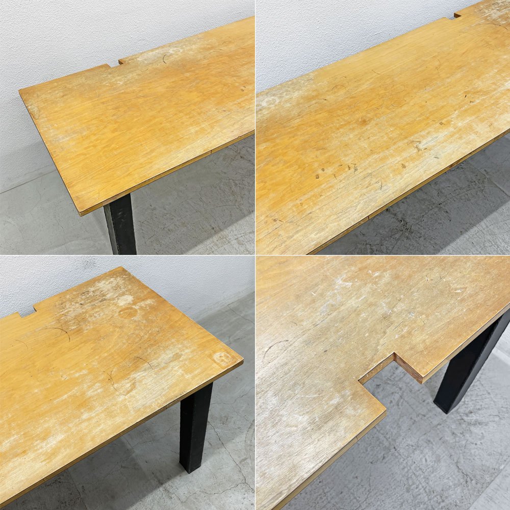 ワーキングテーブル 木製天板 鋳物脚 W240cm 〓