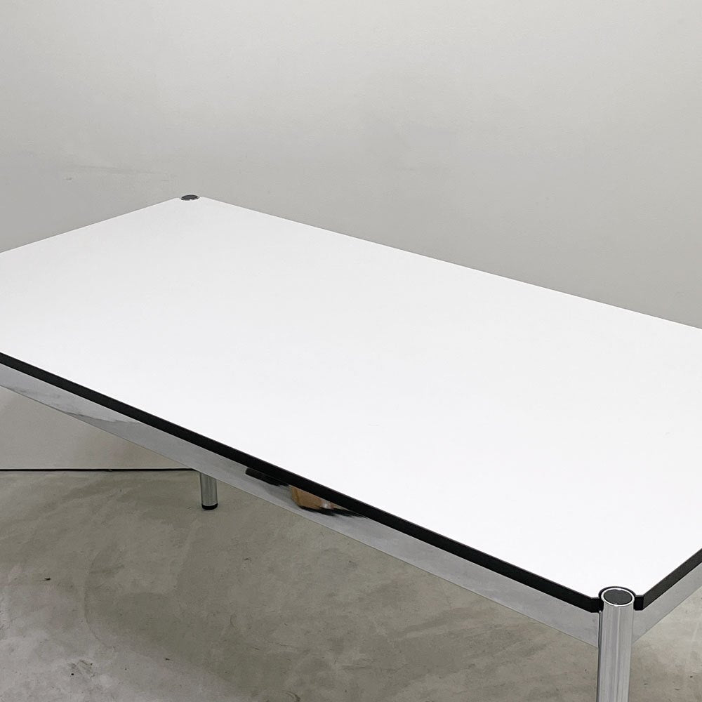 USMモジュラーファニチャー USM Haller USMハラーテーブル ワーキングデスク ダイニングテーブル W150×D75×H72cm パールグレーラミネート(ホワイト) 高さ調整機能付 ●