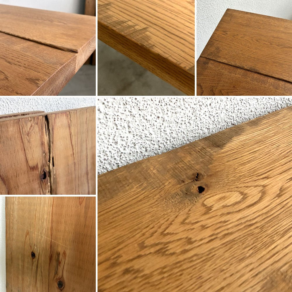 スクエアファニチャー SQUARE FURNITURE オーク 無垢材 ワーキングテーブル 作業台 W180cm スチール脚 シェルフ付き インダストリアル 店舗什器 B 〓